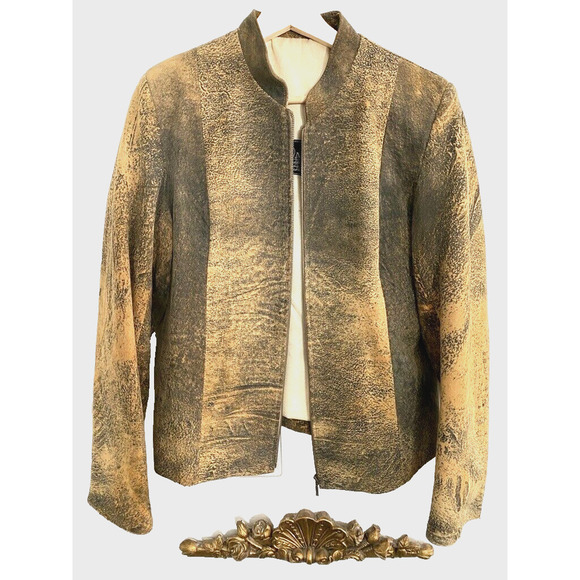 NAVITO - unique cowhide design, zipper front brown jacket, unisex - Picture 1 of 4